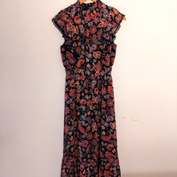 Lost + Wander - Black and Multi-Color Paisley Maxi Dress - Picture 1 of 8